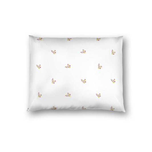 Off-White Cotton Sateen Pillow Sham, Small Mauve Floral Pattern, Standard - 20 x 26 inches