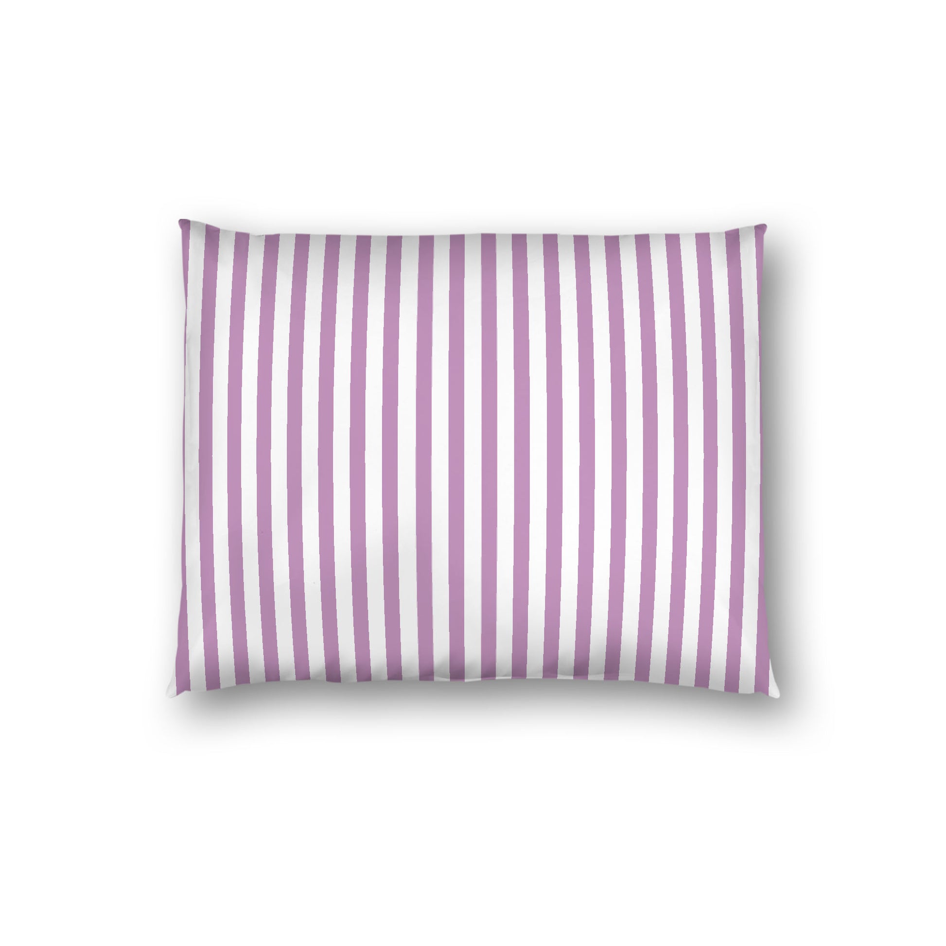 Off-White Cotton Sateen Sham, Thin Mauve Bars on Front, White Reverse Side, Standard - 20 x 26 inches