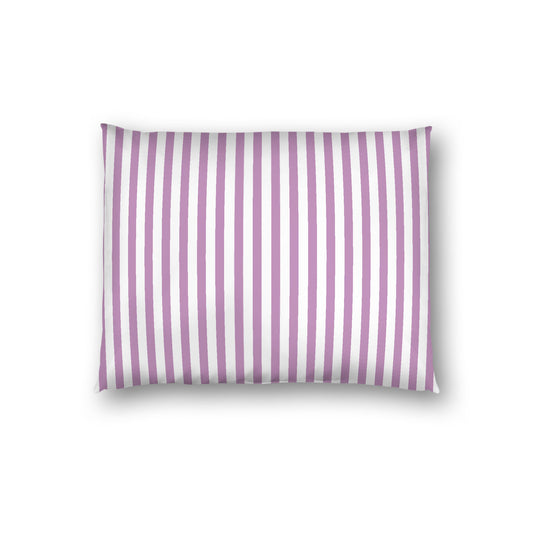 Off-White Cotton Sateen Sham, Thin Mauve Bars on Front, White Reverse Side, Standard - 20 x 26 inches