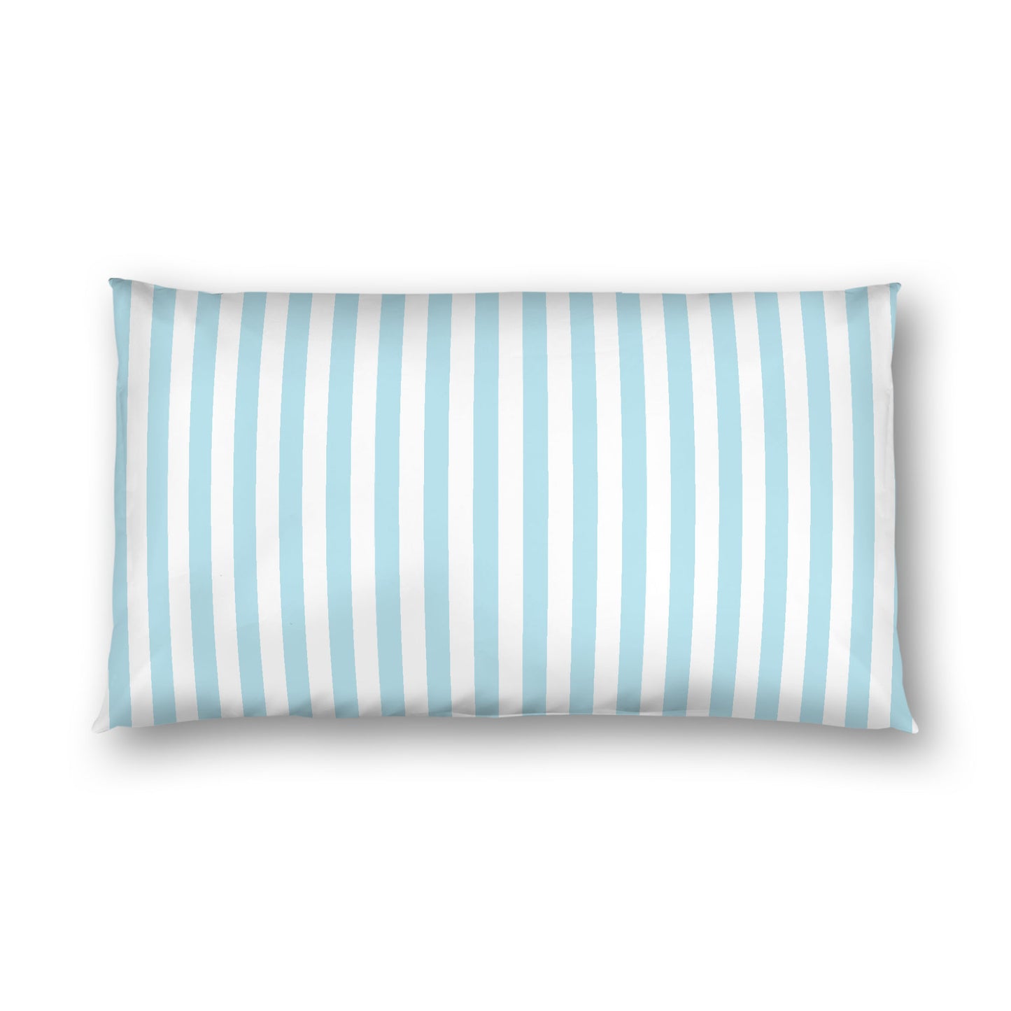 Off-White Cotton Sateen Sham, Blue Bars on Front, King - 20 x 36 inches
