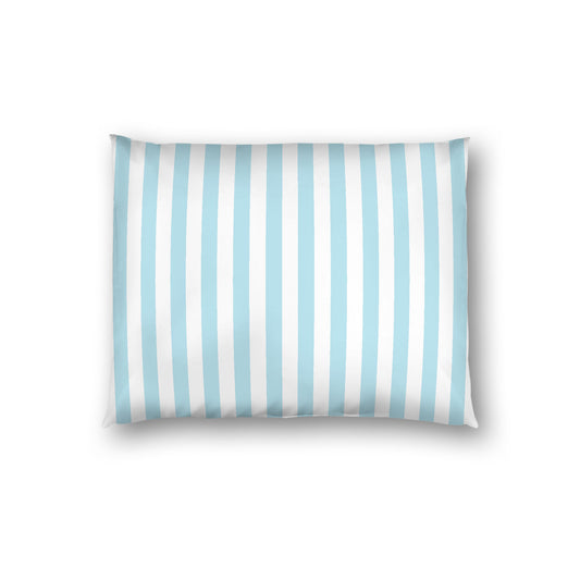 Off-White Cotton Sateen Sham, Blue Bars on Front, Standard - 20 x 26 inches