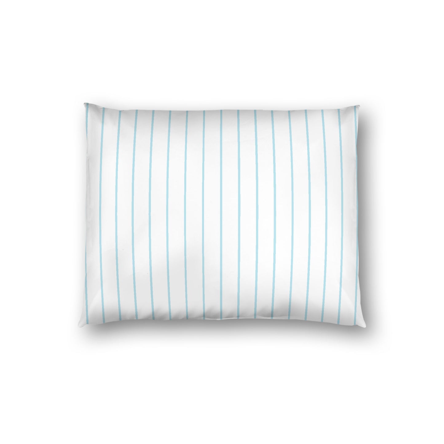 Off-White Cotton Sateen Sham, Blue Stripes on Front, White Reverse Side, Standard - 20 x 26 inches