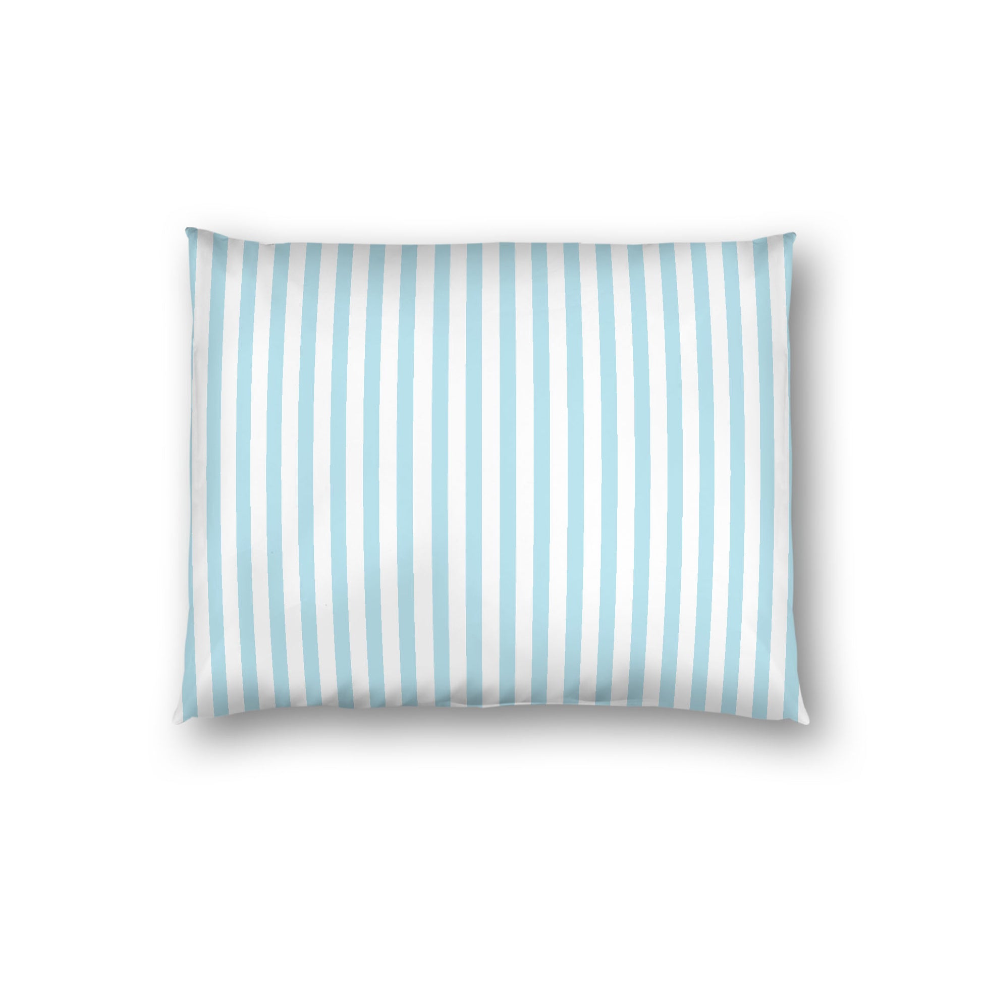 Off-White Cotton Sateen Sham, Thin Blue Bars on Front, White Reverse Side, Standard - 20 x 26 inches
