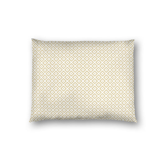 Off-white Cotton Sateen Pillow Sham, Desert Sand Repeating Square Motif Print, Off-white Revese Side, Standard - 20 x 26 inches