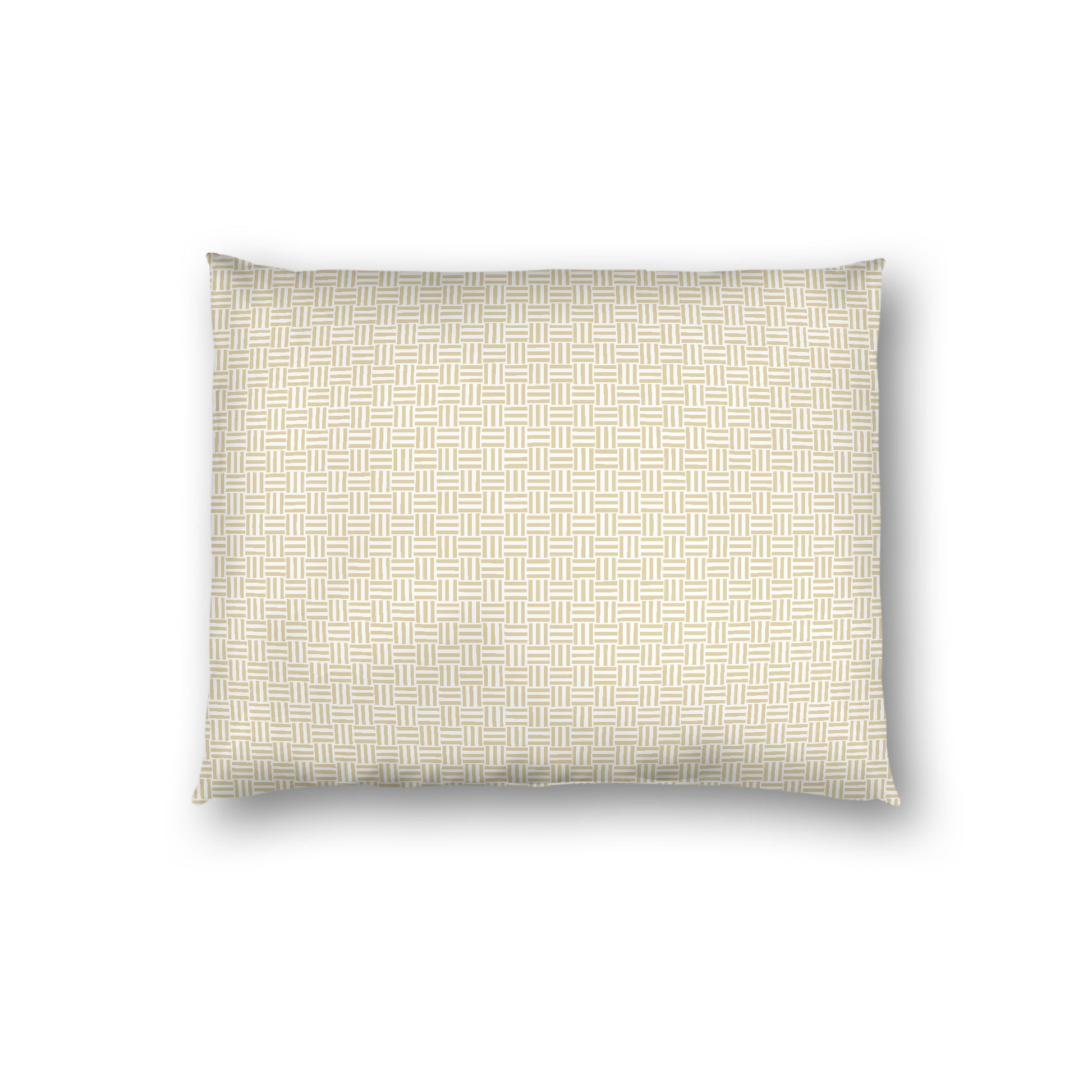 Off-white Cotton Sateen Pillow Sham, Desert Sand Double Weave Motif Print, White Reverse Side, Standard - 20 x 26 inches