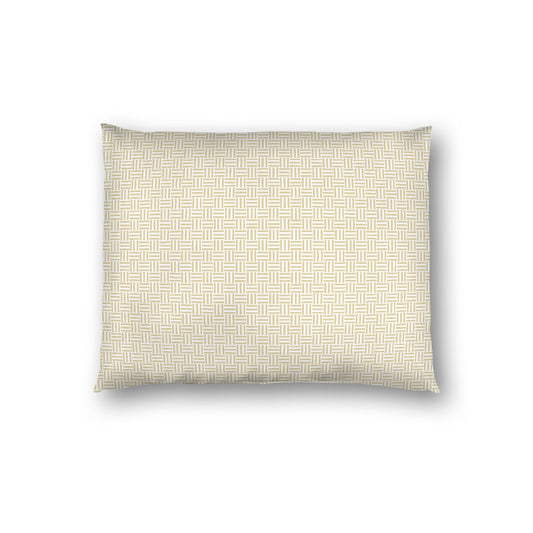 Off-white Cotton Sateen Pillow Sham, Desert Sand Double Weave Motif Print, White Reverse Side, Standard - 20 x 26 inches