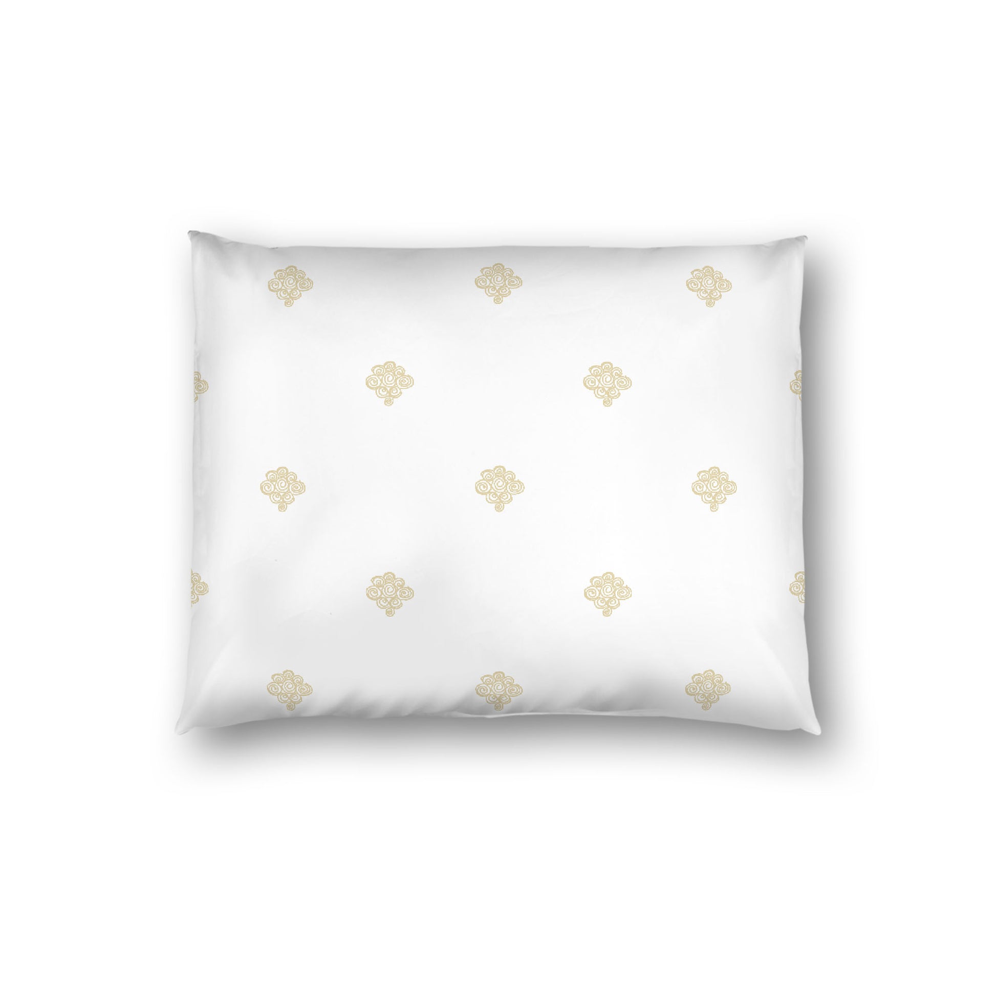 Off-white Cotton Sateen Pillow Sham, Desert Sand Hand-painted Swizzle Motif Print, White Reverse Side, Standard - 20 x 26 inches