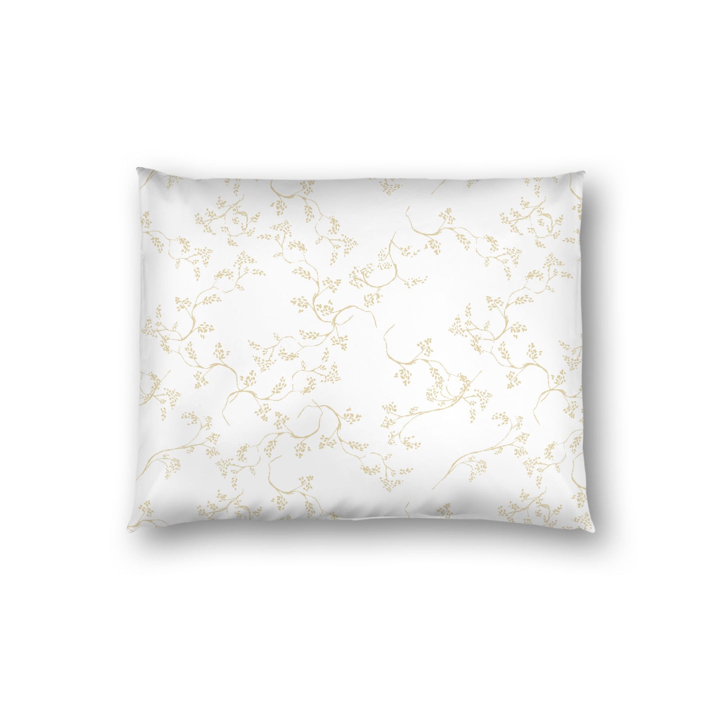 Off-white Cotton Sateen Pillow Sham, Desert Sand Hand-painted Vine Print, White Reverse Side, Standard - 20 x 26 inches