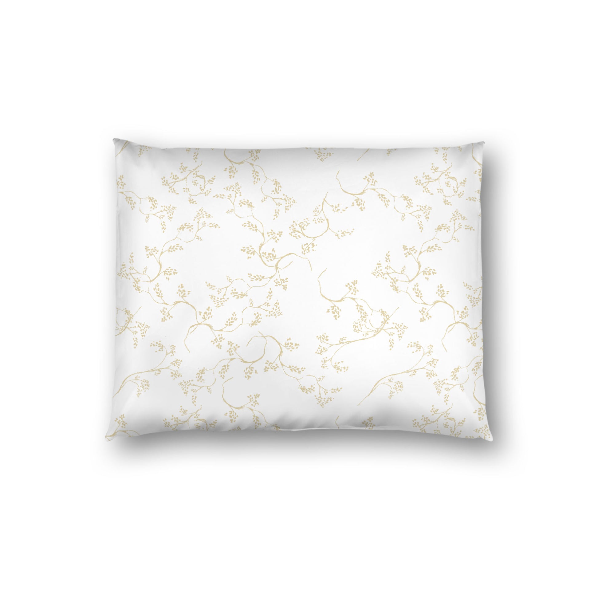 Off-white Cotton Sateen Pillow Sham, Desert Sand Hand-painted Vine Print, White Reverse Side, Standard - 20 x 26 inches
