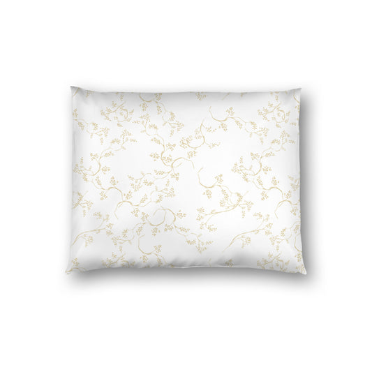 Off-white Cotton Sateen Pillow Sham, Desert Sand Hand-painted Vine Print, White Reverse Side, Standard - 20 x 26 inches