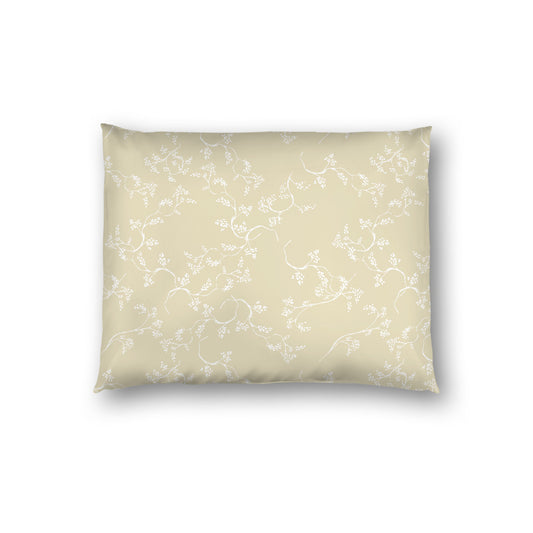 Desert Sand Cotton Sateen Pillow Sham, Off-white Vine Print on Front, White Reverse Side, Standard - 20 x 26 inches