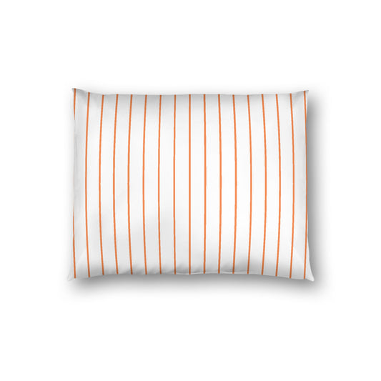 Off-White Cotton Sateen Sham, Pale Orange Stripes on Front, White Reverse Side, Standard - 20 x 26 inches