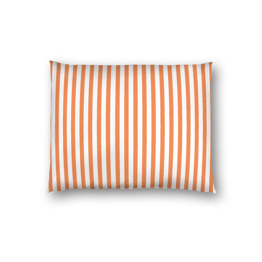 Off-White Cotton Sateen Sham, Thin Pale Orange Bars on Front, White Reverse Side, Standard - 20 x 26 inches