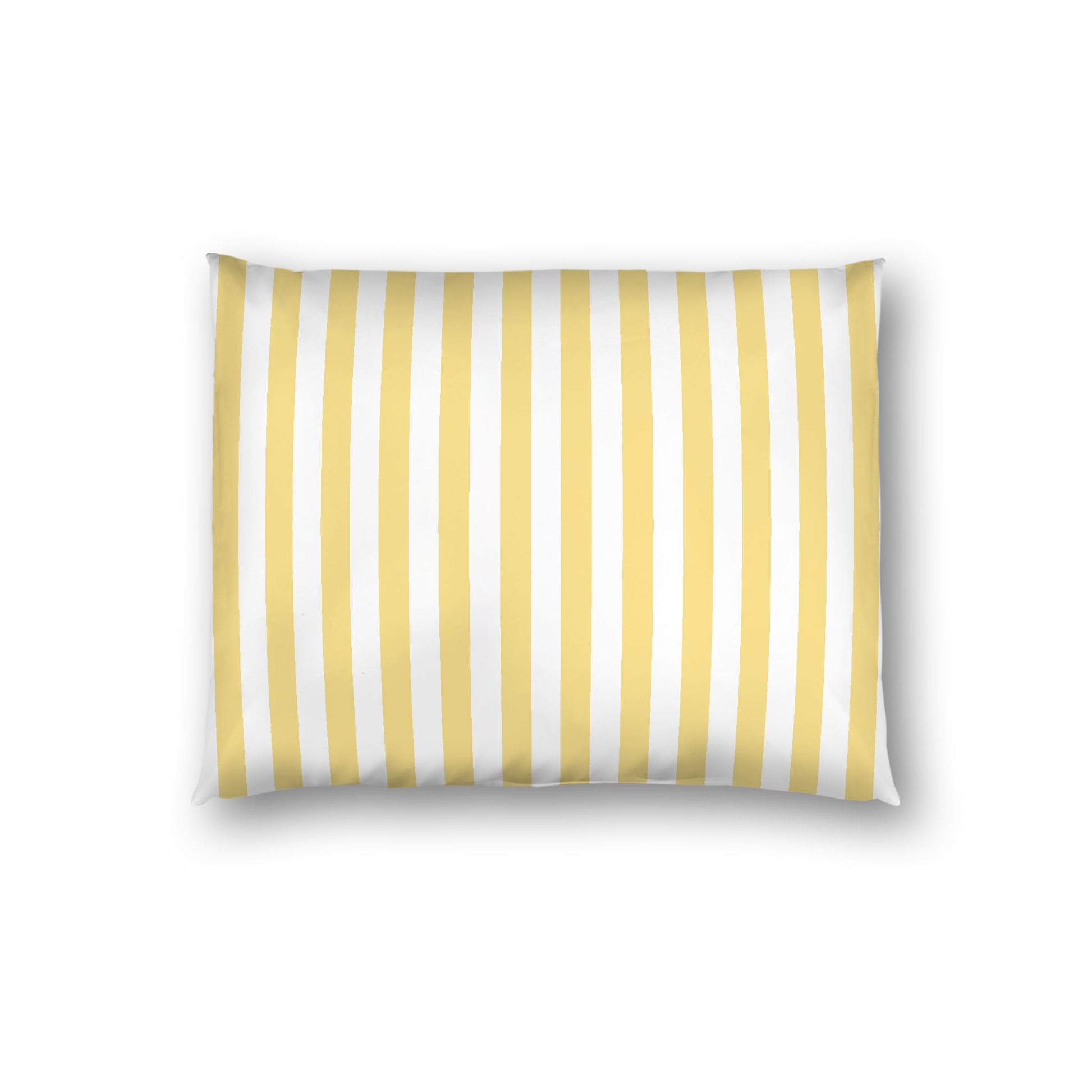 Off-white Cotton Sateen Sham, Yellow Bars on Front, White Reverse Side, Standard - 20 x 26 inches