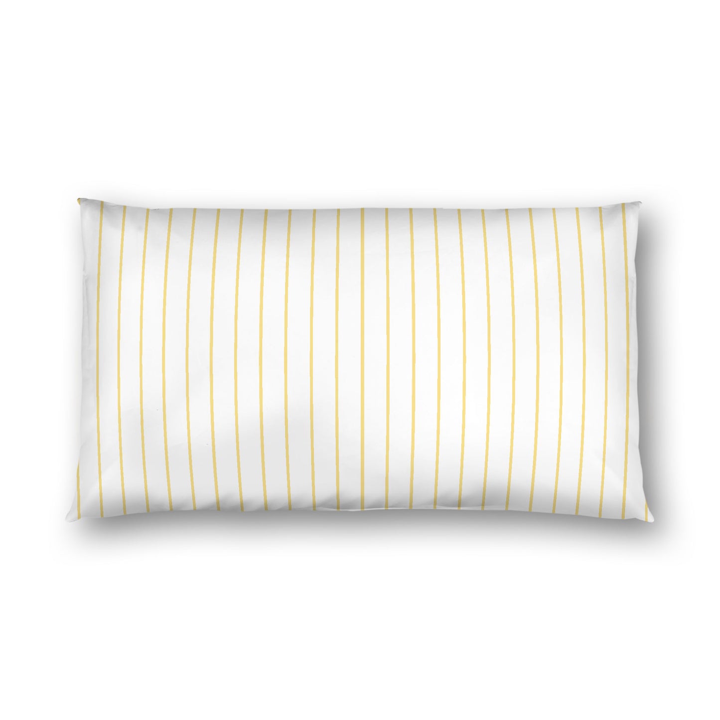 Off-white Cotton Sateen Sham, Yellow Stripes on Front, White Reverse Side, King - 20 x 36 inches
