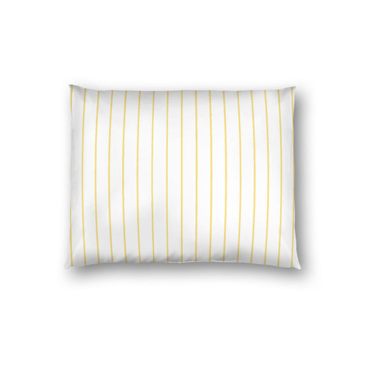Off-white Cotton Sateen Sham, Yellow Stripes on Front, White Reverse Side, Standard - 20 x 26 inches