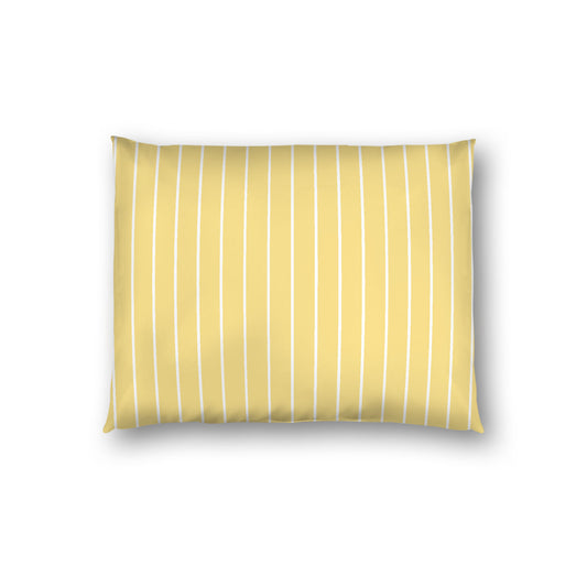 Yellow Cotton Sateen Sham, Off-white Stripes on Front, White Reverse Side, Standard - 20 x 26 inches