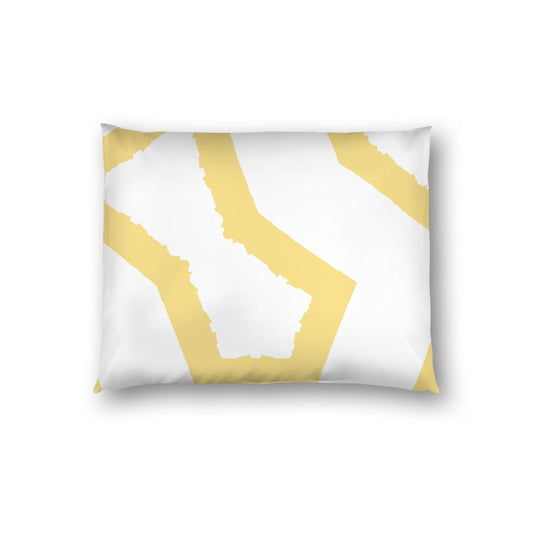 Off-white Cotton Sateen Sham, Bold Yellow Graphic on Front, White Reverse Side, Standard - 20 x 26 inches