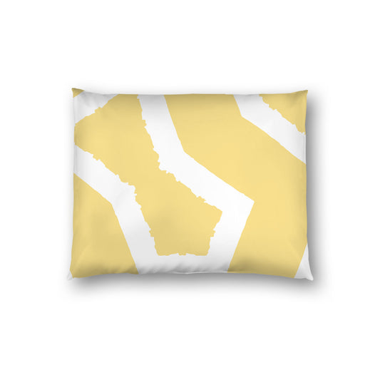 Yellow Cotton Sateen Sham, Bold Off-white Graphic on Front, White Reverse Side, Standard - 20 x 26 inches