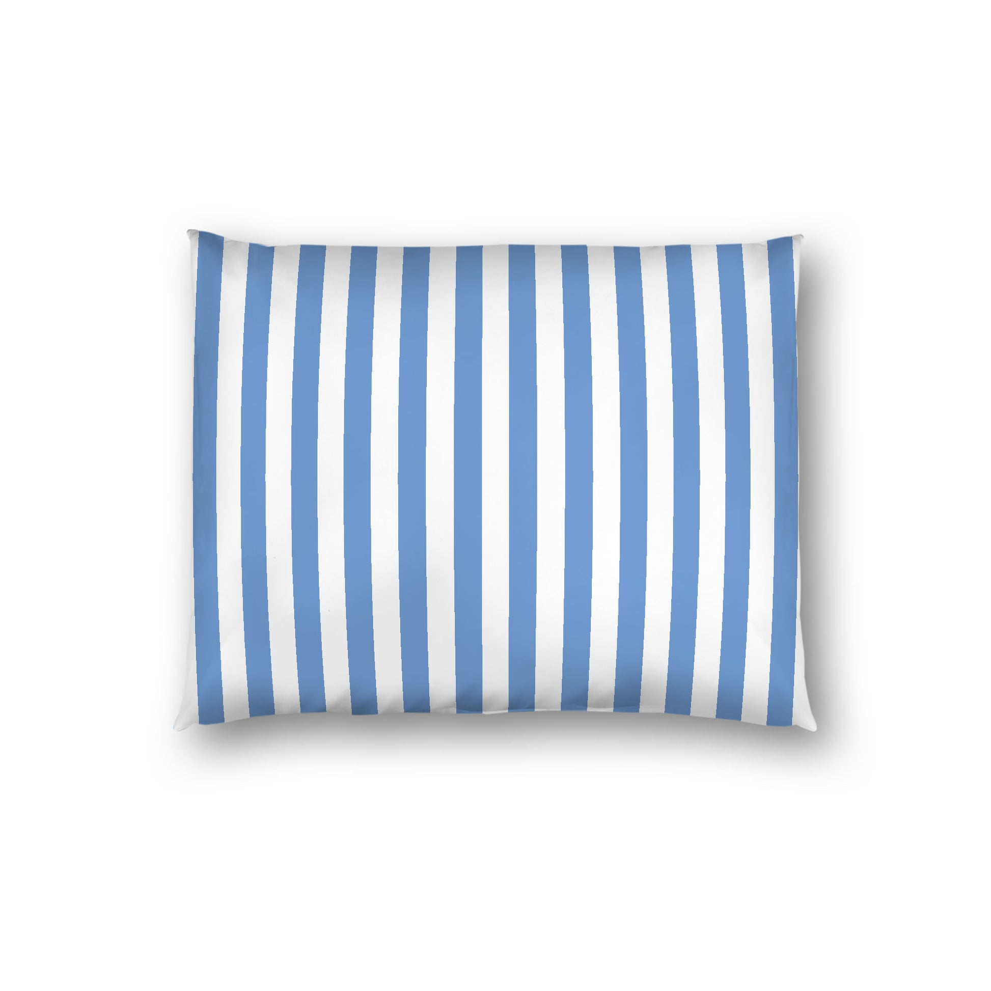 Off-White Cotton Sateen Sham, Blue Bars on Front, Standard - 20 x 26 inches