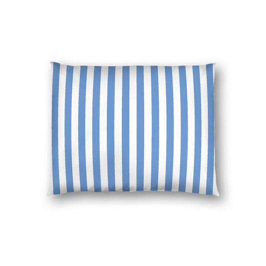 Off-White Cotton Sateen Sham, Blue Bars on Front, Standard - 20 x 26 inches