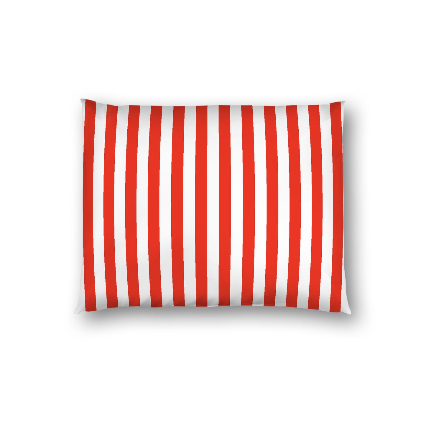 Off-White Cotton Sateen Sham, Red Bars on Front, Standard - 20 x 26 inches