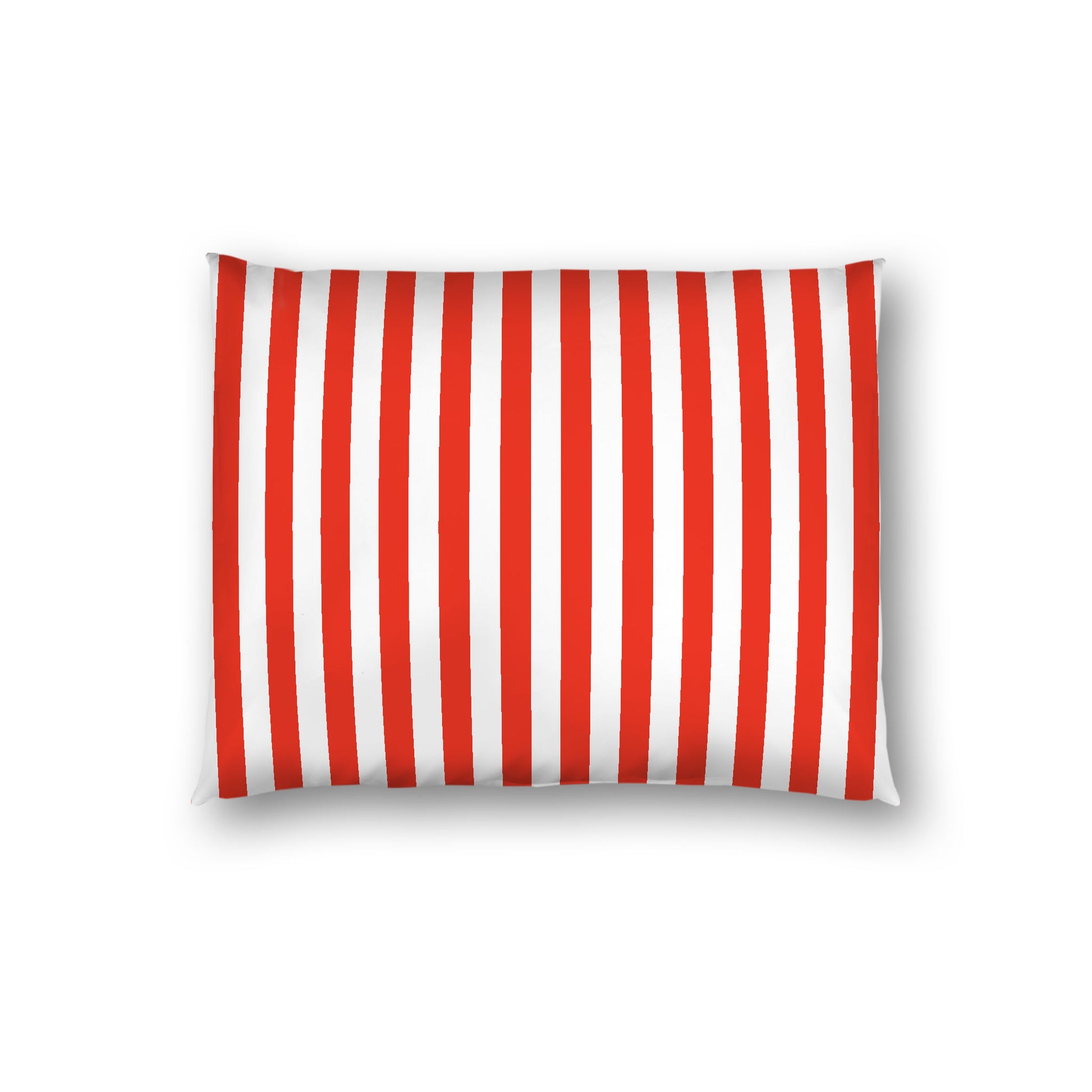 Off-White Cotton Sateen Sham, Red Bars on Front, Standard - 20 x 26 inches