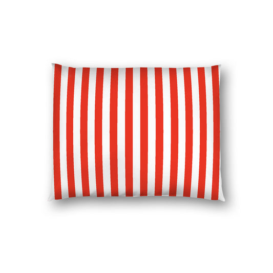 Off-White Cotton Sateen Sham, Red Bars on Front, Standard - 20 x 26 inches