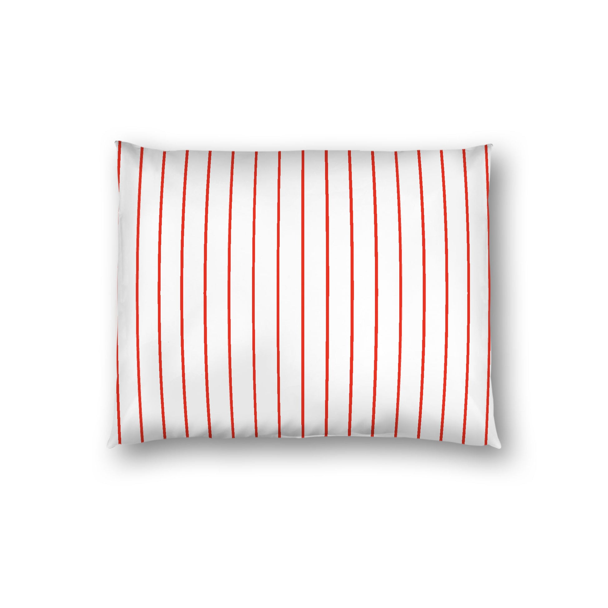 Off-White Cotton Sateen Sham, Red Stripes on Front, White Reverse Side, Standard - 20 x 26 inches