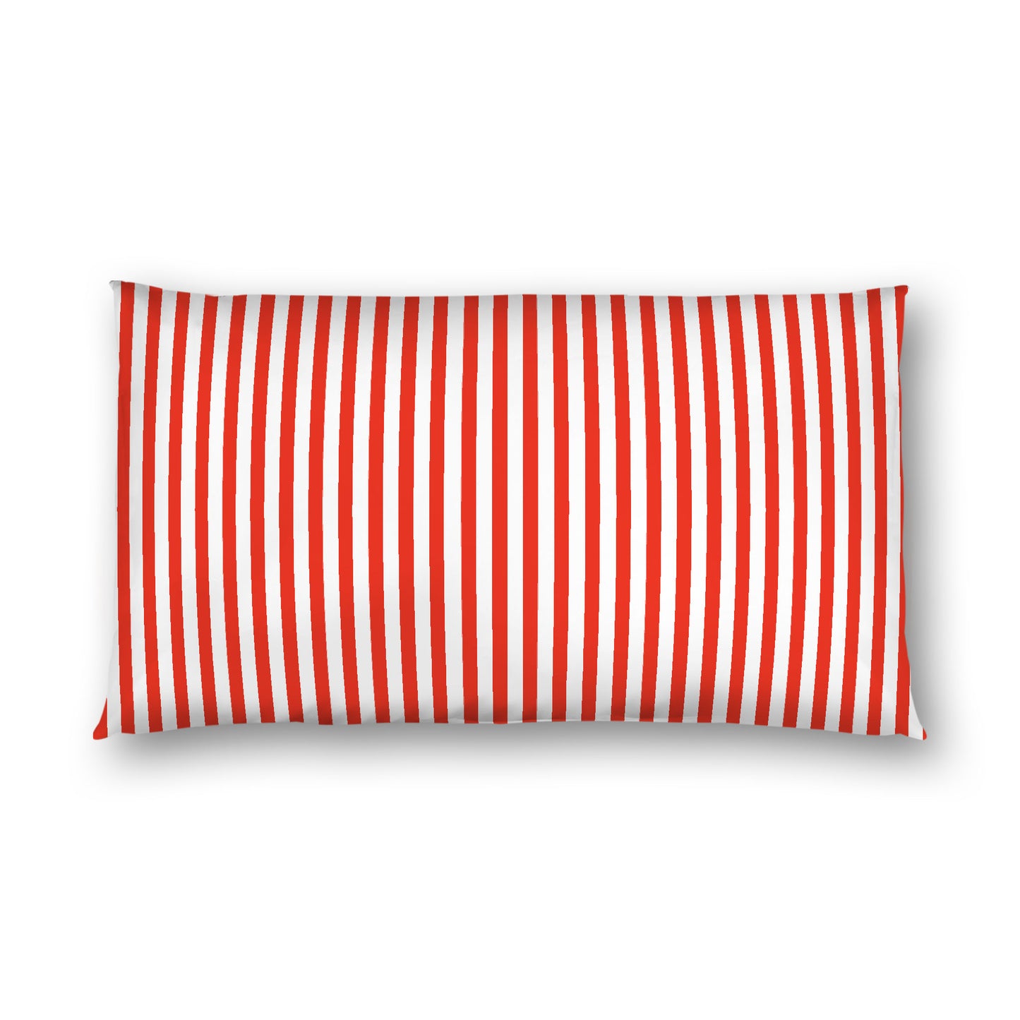 Off-White Cotton Sateen Sham, Thin Red Bars on Front, White Reverse Side, King - 20 x 36 inches