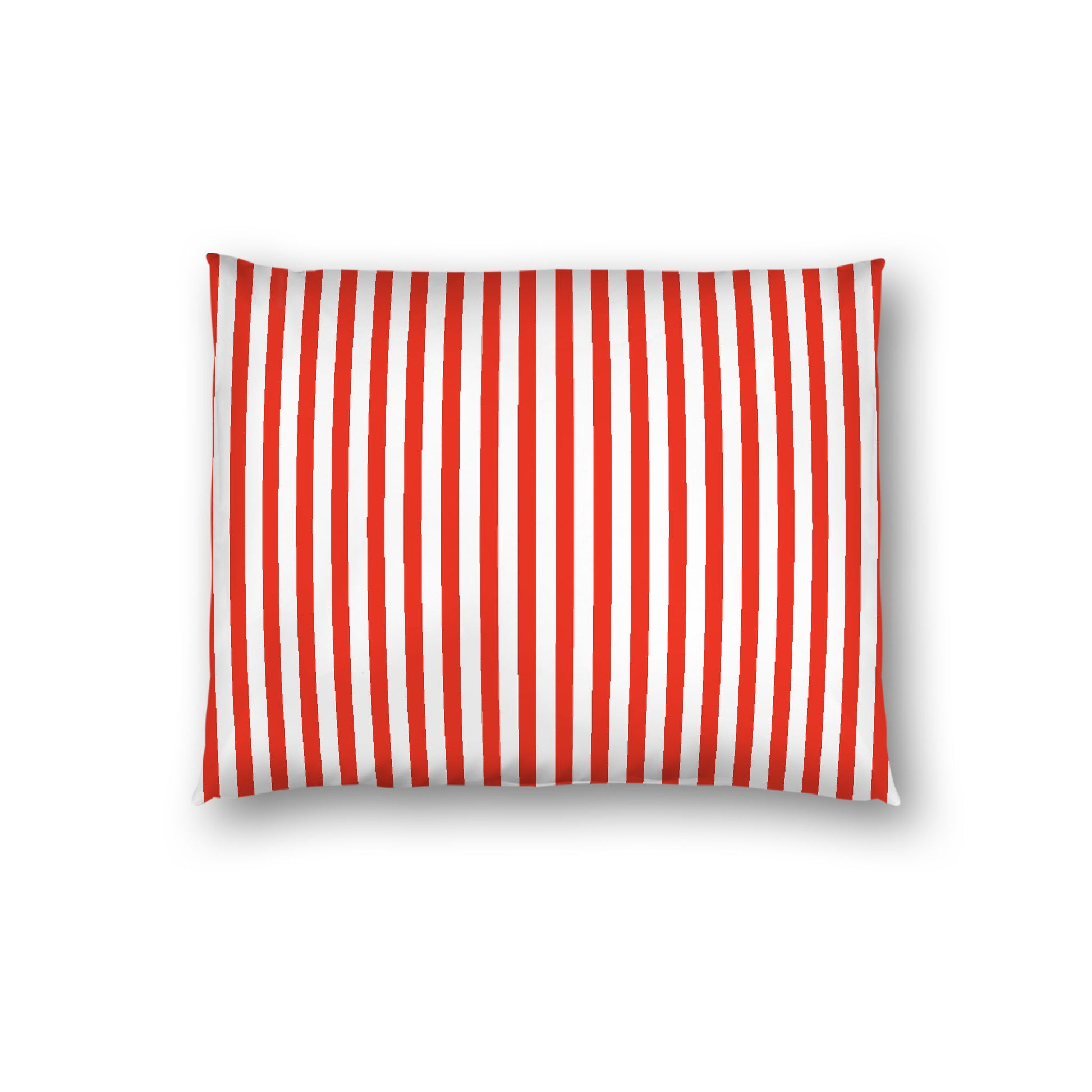 Off-White Cotton Sateen Sham, Thin Red Bars on Front, White Reverse Side, Standard - 20 x 26 inches