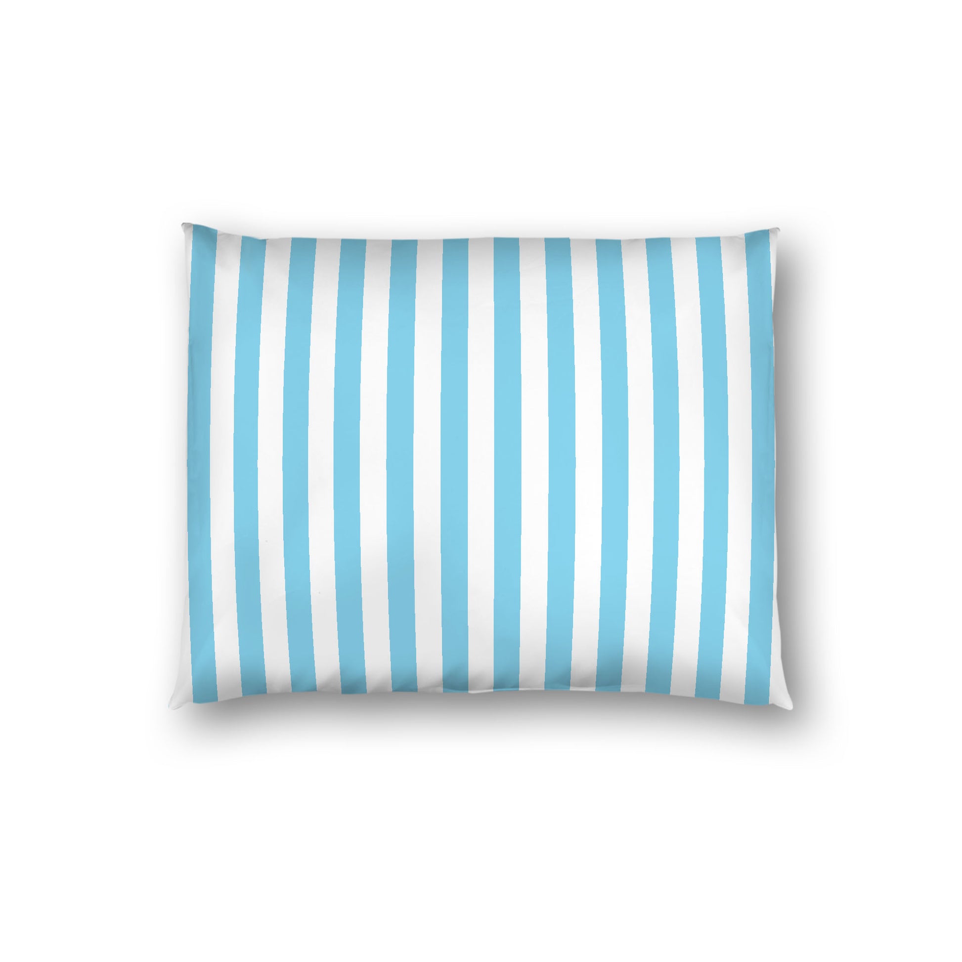 Off-White Cotton Sateen Sham, Blue Bars on Front, Standard - 20 x 26 inches