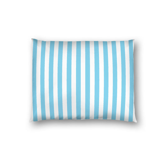 Off-White Cotton Sateen Sham, Blue Bars on Front, Standard - 20 x 26 inches