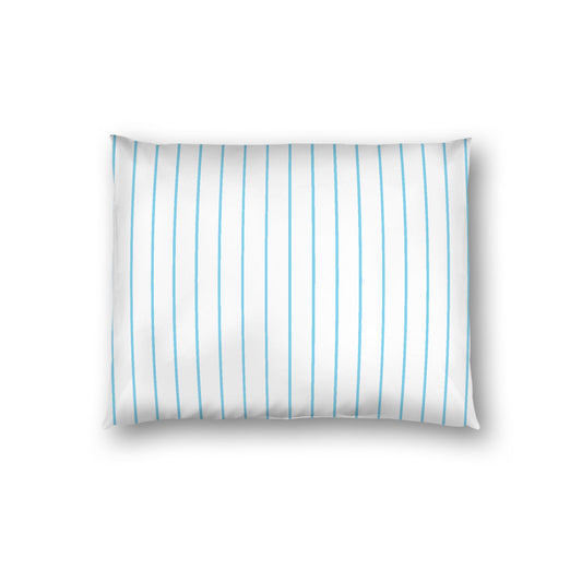 Off-White Cotton Sateen Sham, Blue Stripes on Front, White Reverse Side, Standard - 20 x 26 inches