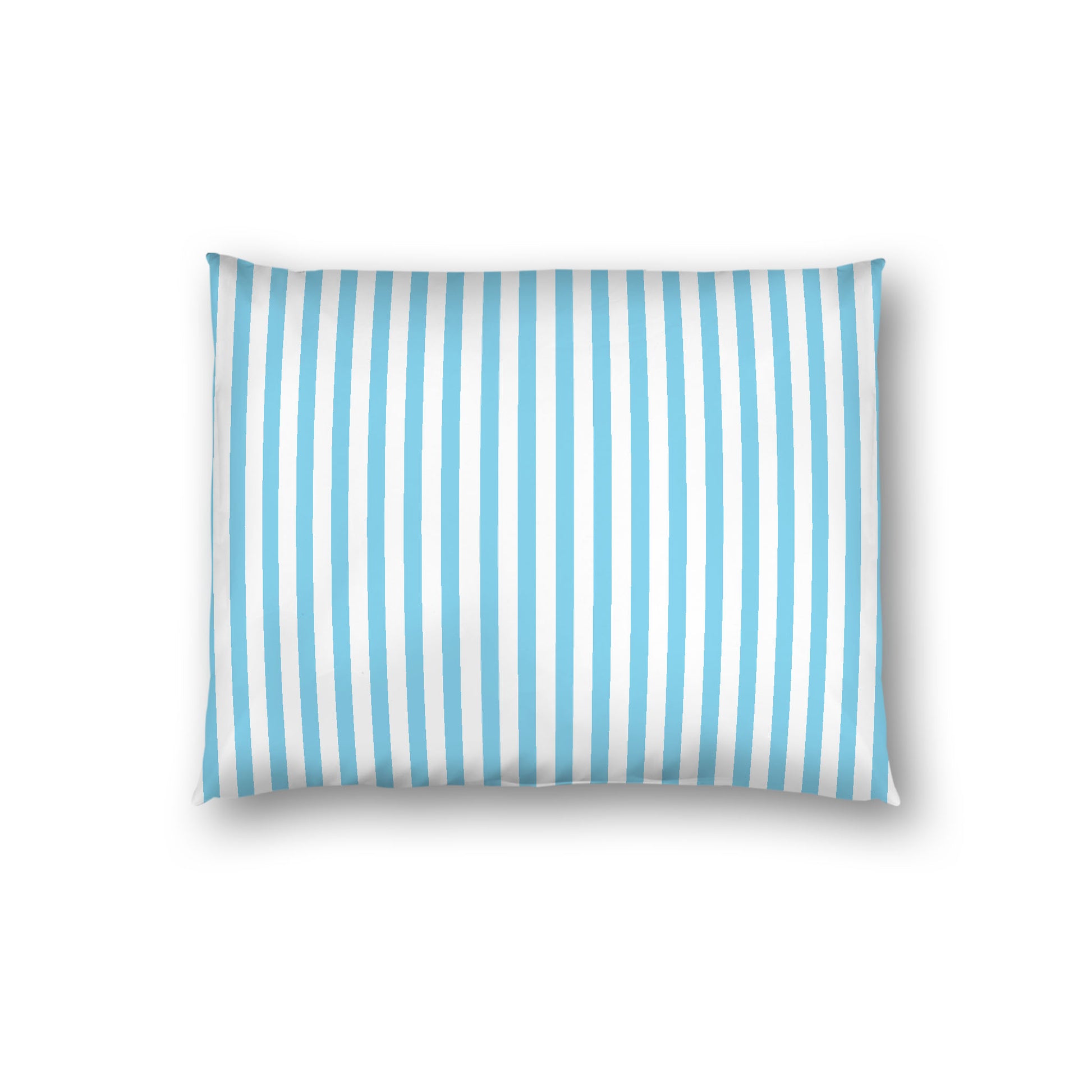 Off-White Cotton Sateen Sham, Thin Blue Bars on Front, White Reverse Side, Standard - 20 x 26 inches