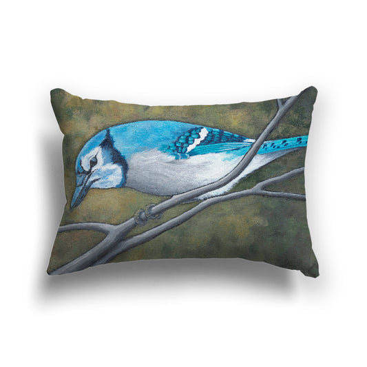 Fine Art Throw Pillow in Spun Poly or Faux Suede| Blue Jay, CUSP-1000-1148
