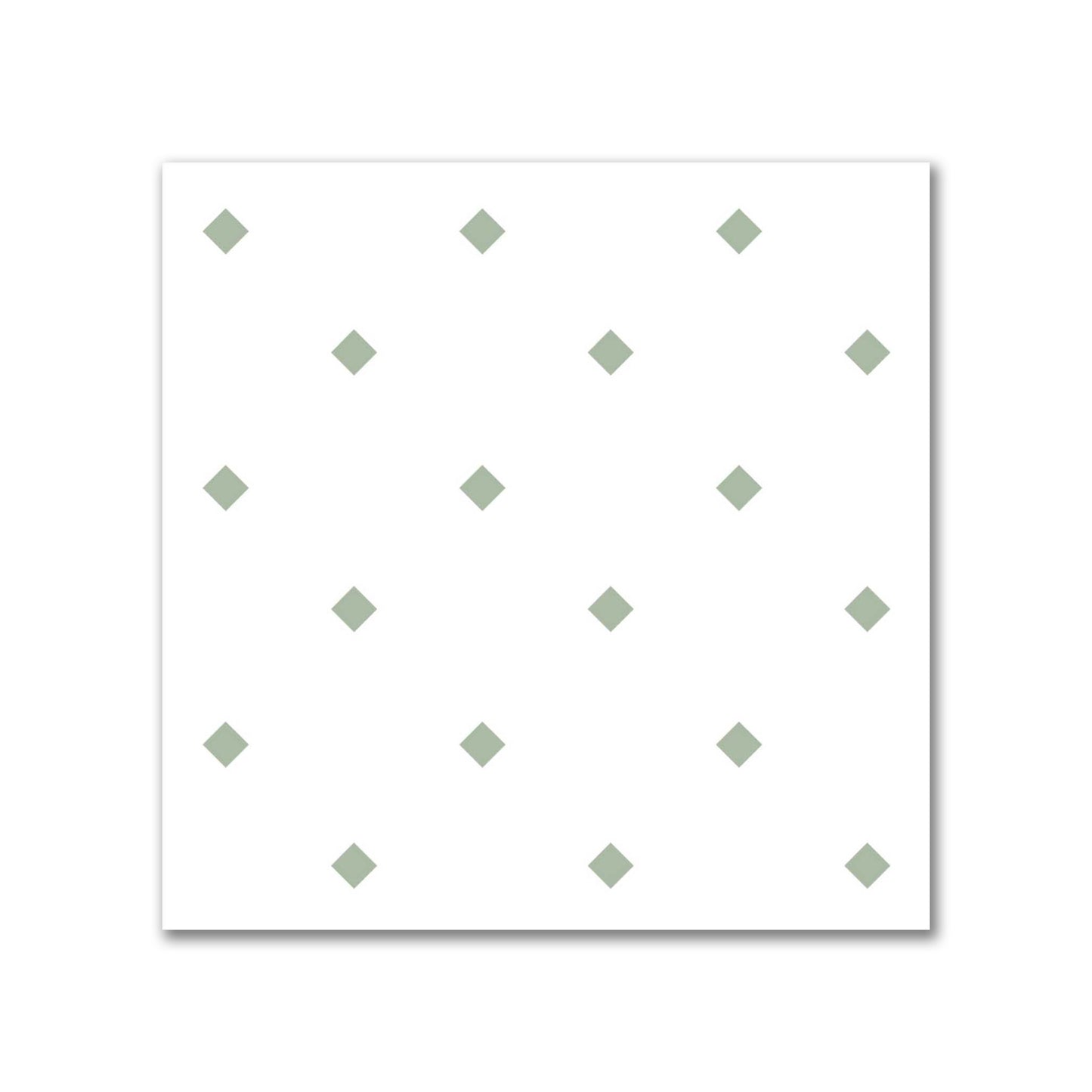 White Spun Polyester Fabric with Green Diamonds #FASP-1052-101