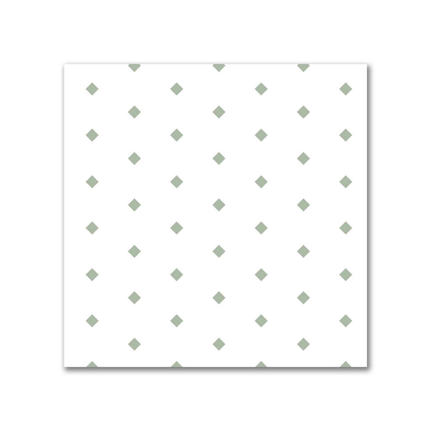 White Spun Polyester Fabric with Fine Green Diamonds #FASP-1052-111