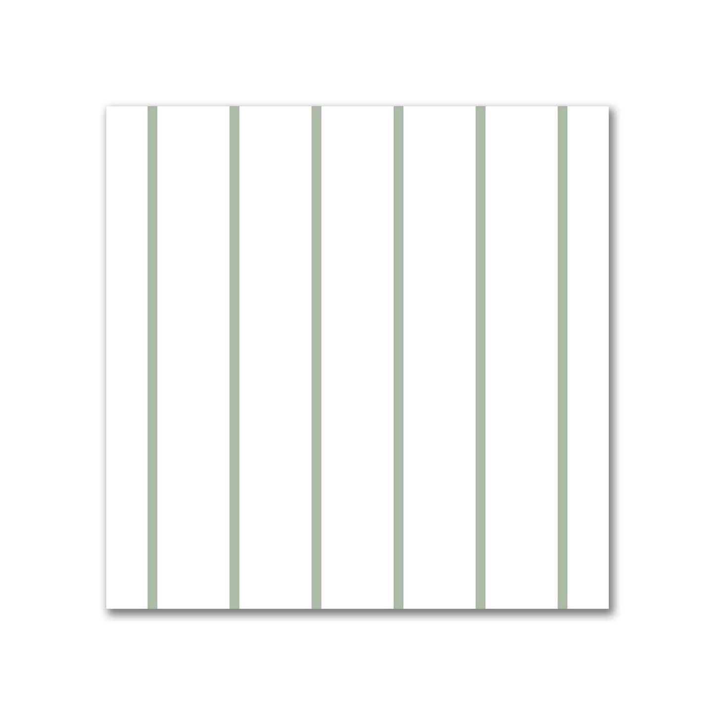 White Spun Polyester Fabric with Fine Green Stripes #FASP-1052-151