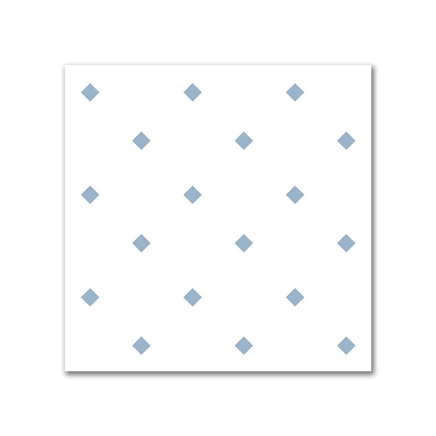 White Spun Polyester Fabric with Blue Diamonds #FASP-1231-101