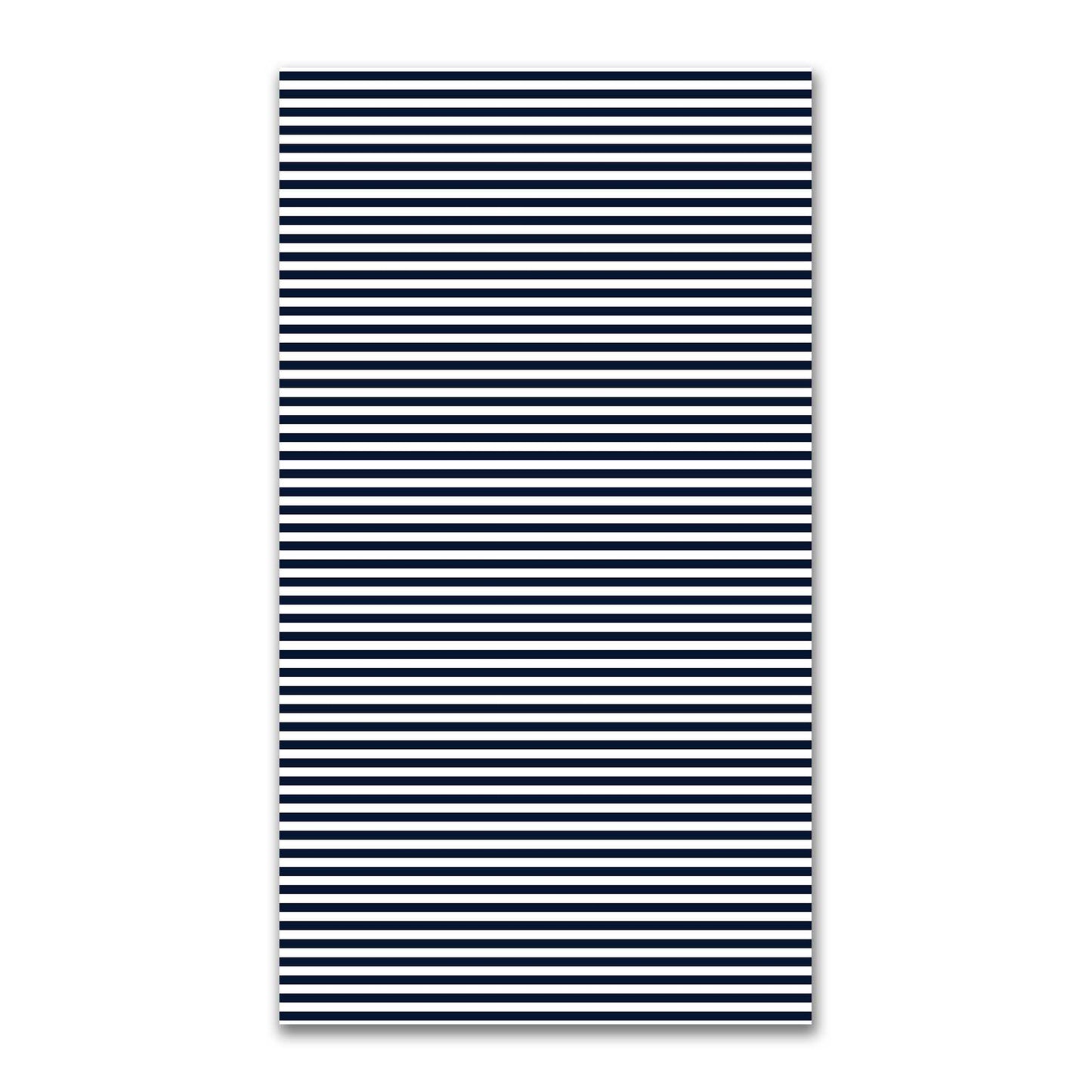 White Spun Polyester Fabric with Navy Blue Bars #FASP-1271-051
