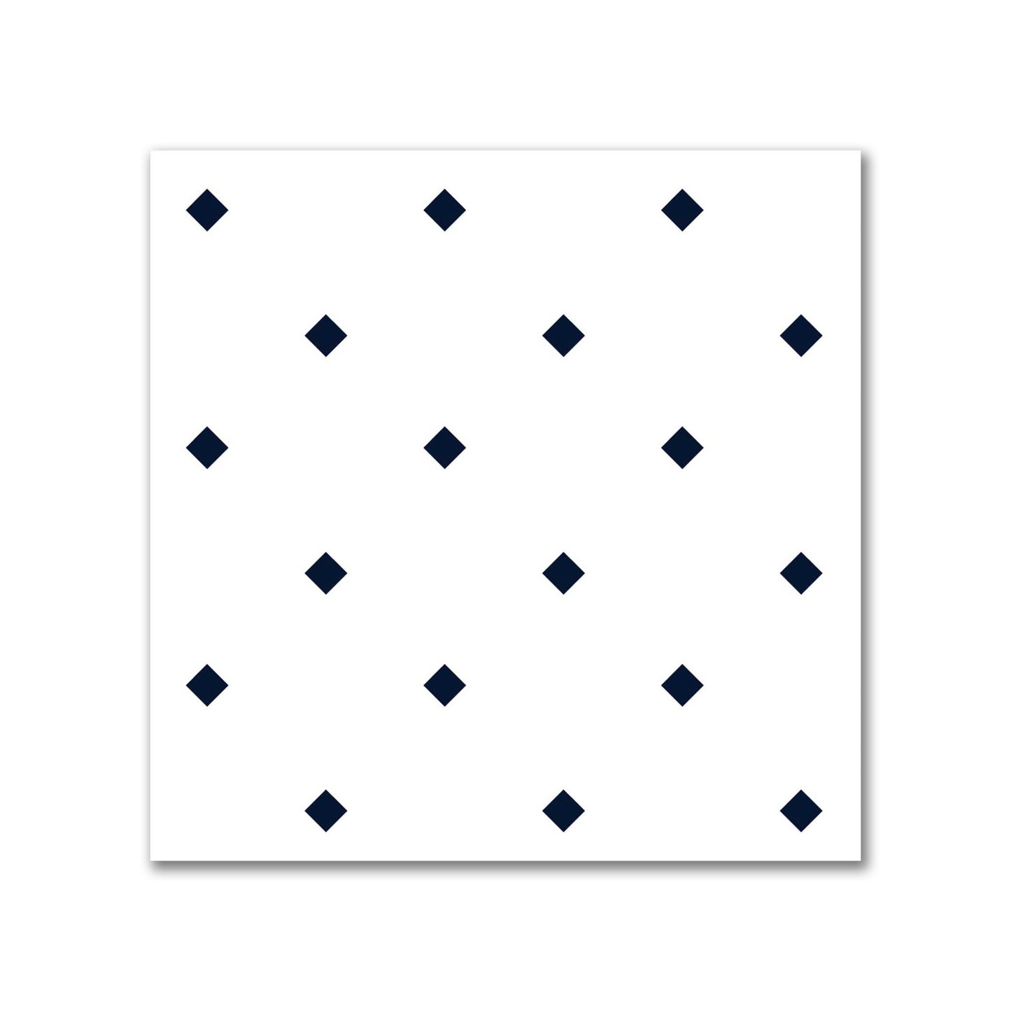White Spun Polyester Fabric with Navy Blue Diamonds #FASP-1271-101
