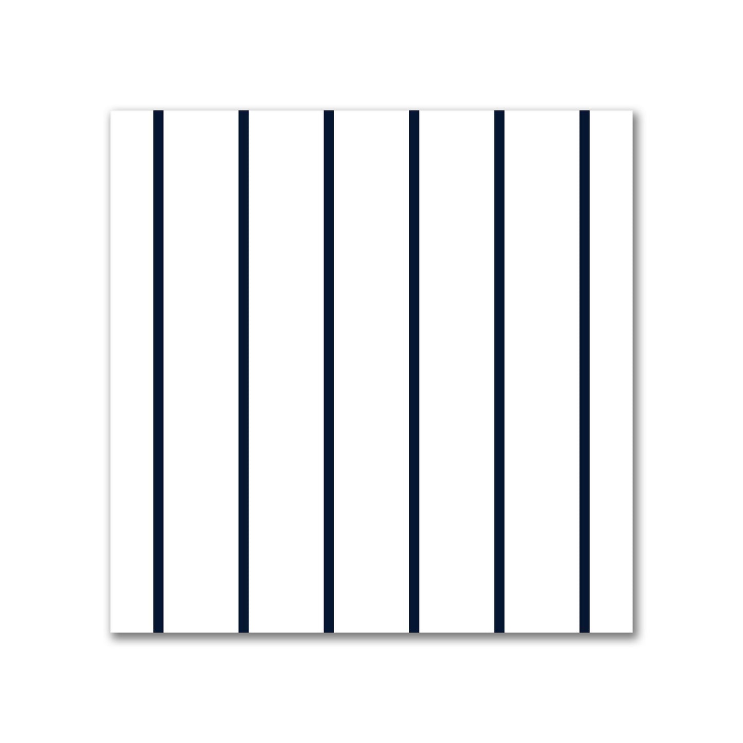 White Spun Polyester Fabric with Fine Navy Blue Stripes #FASP-1271-151
