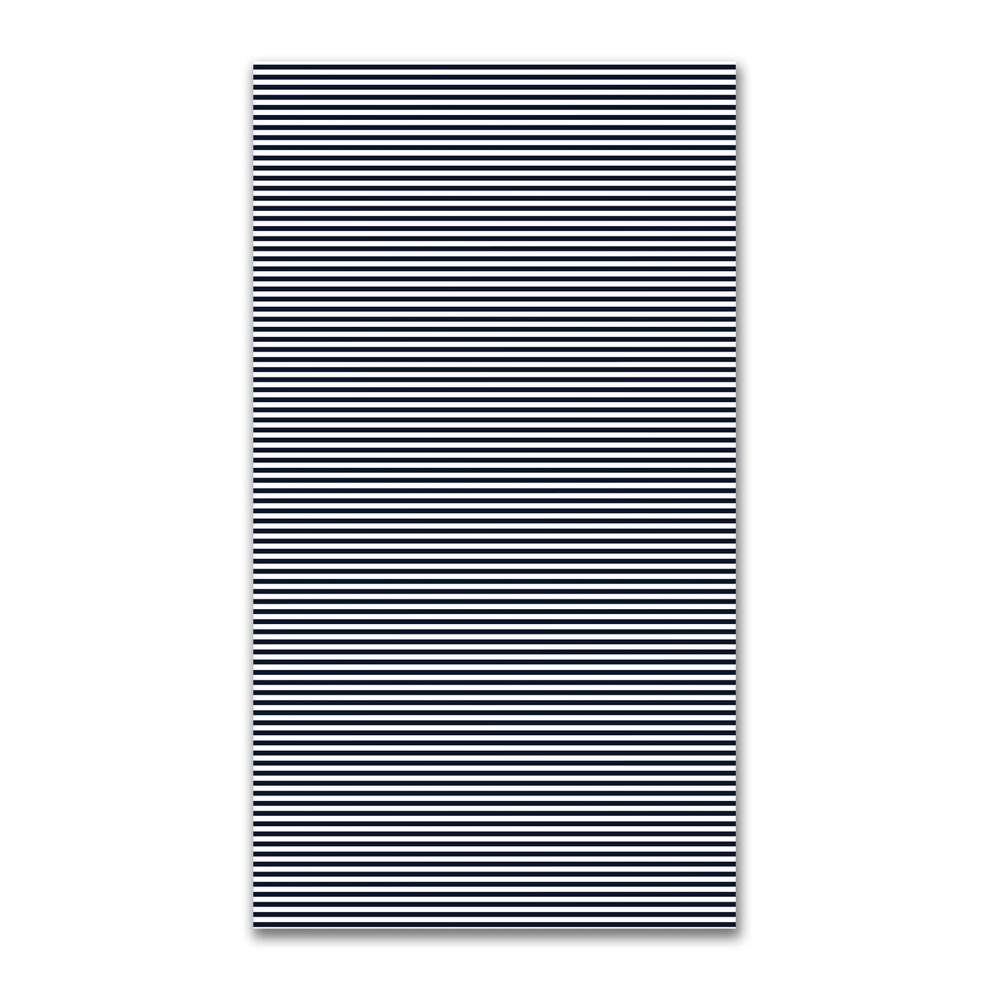 White Spun Polyester Fabric with Thin Navy Blue Bars #FASP-1271-241