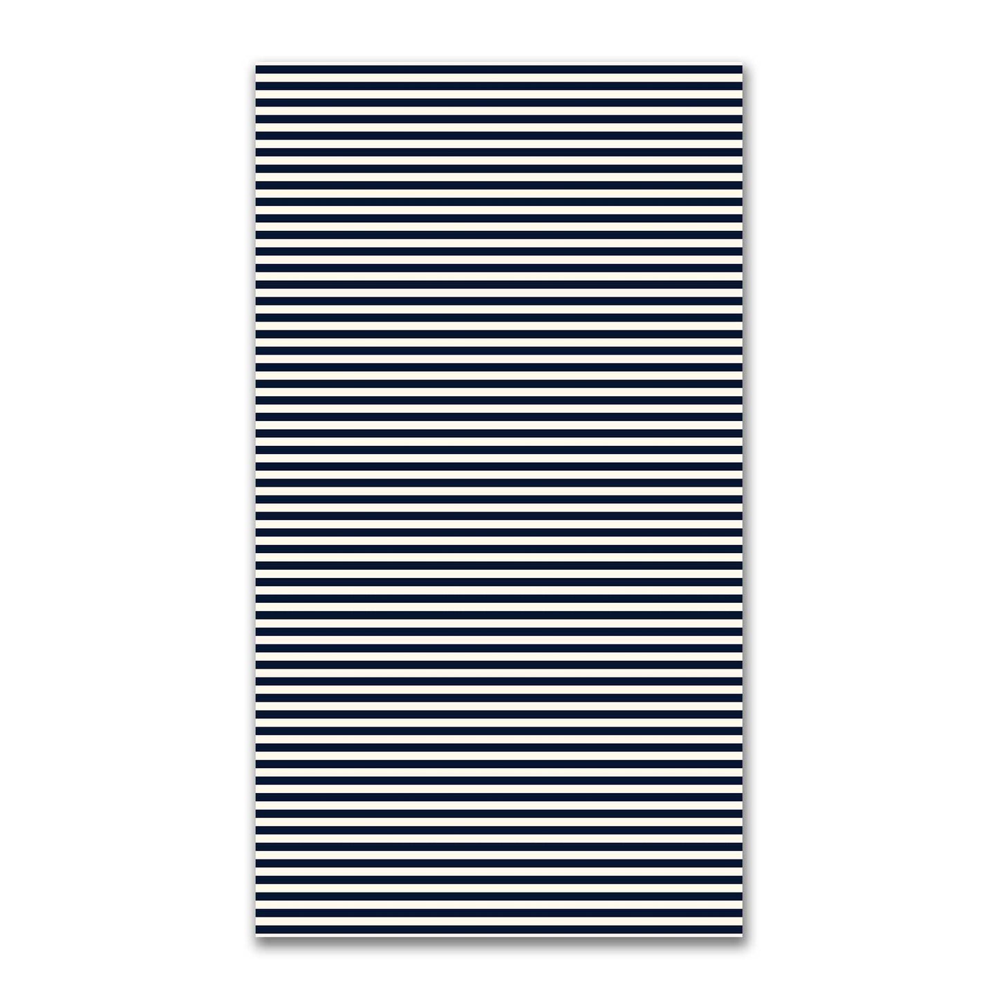 Spun Polyester Fabric with Navy Blue Bars on Pale Cream #FASP-1273-051