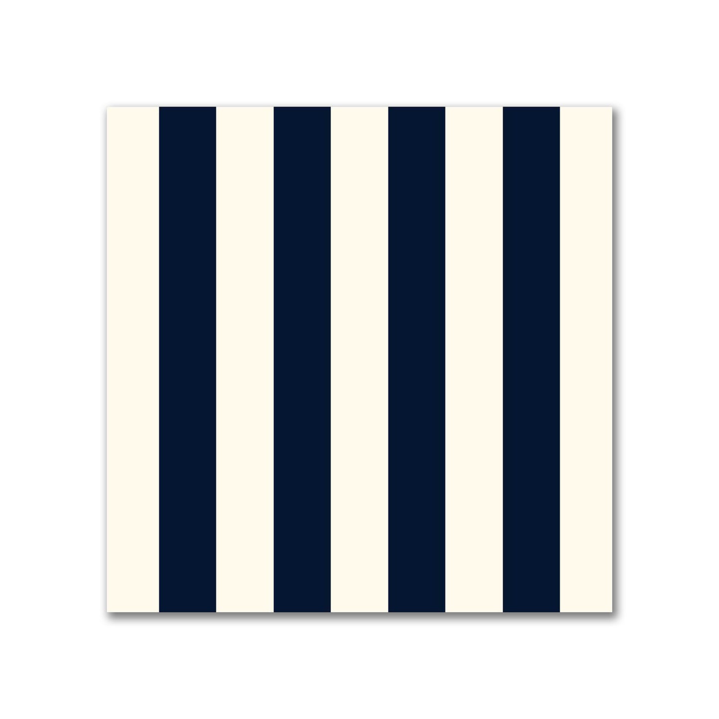 Spun Polyester Fabric with Navy Blue Bars on Pale Cream #FASP-1273-051