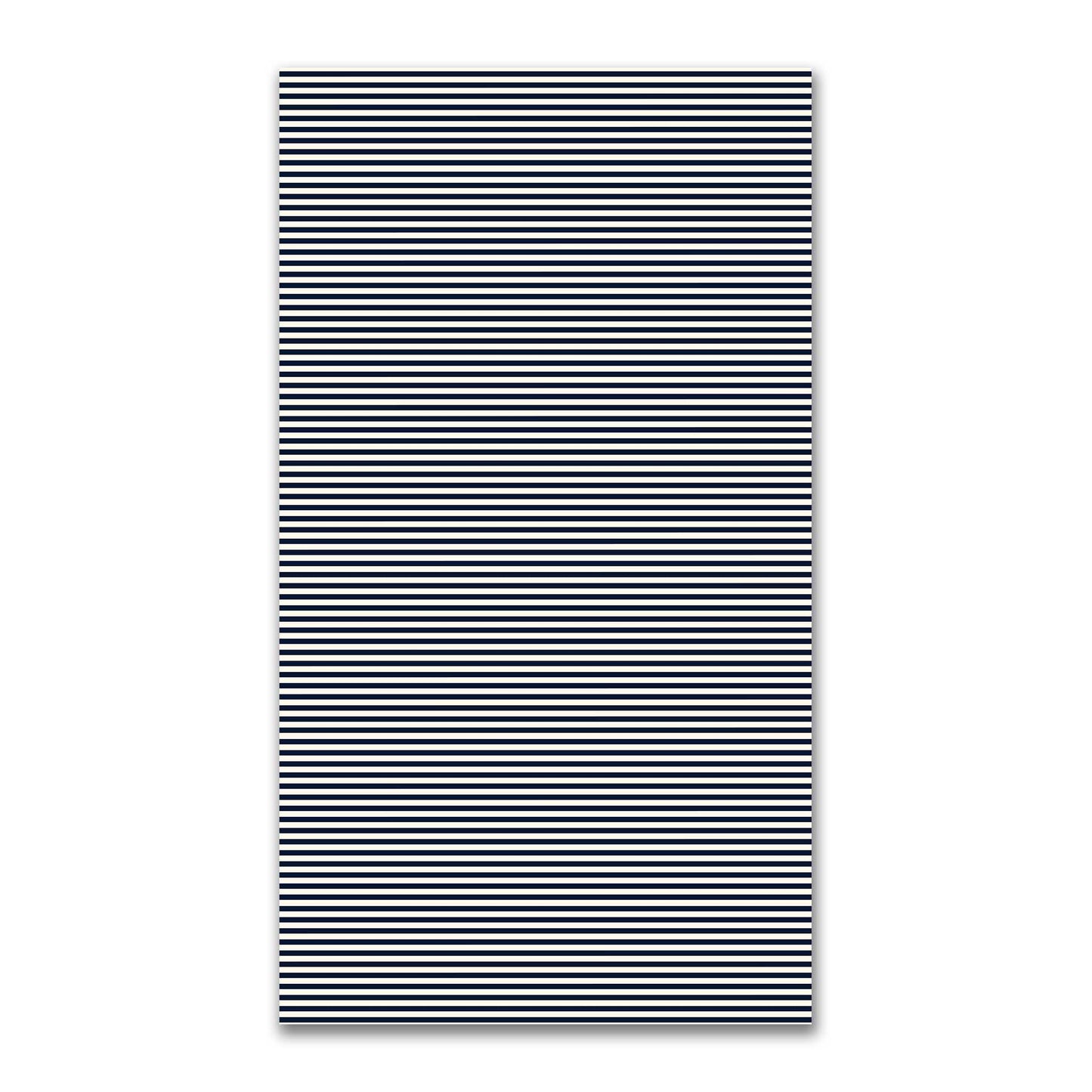 Spun Polyester Fabric with Thin Navy Blue Bars on Pale Cream #FASP-1273-241