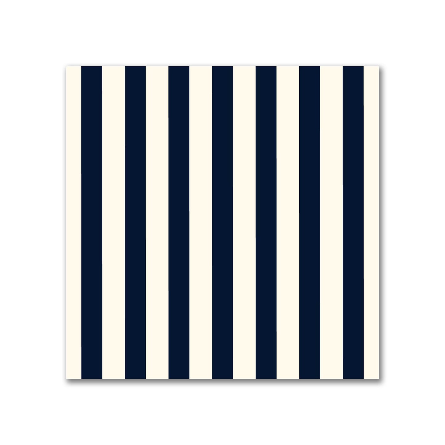 Spun Polyester Fabric with Thin Navy Blue Bars on Pale Cream #FASP-1273-241