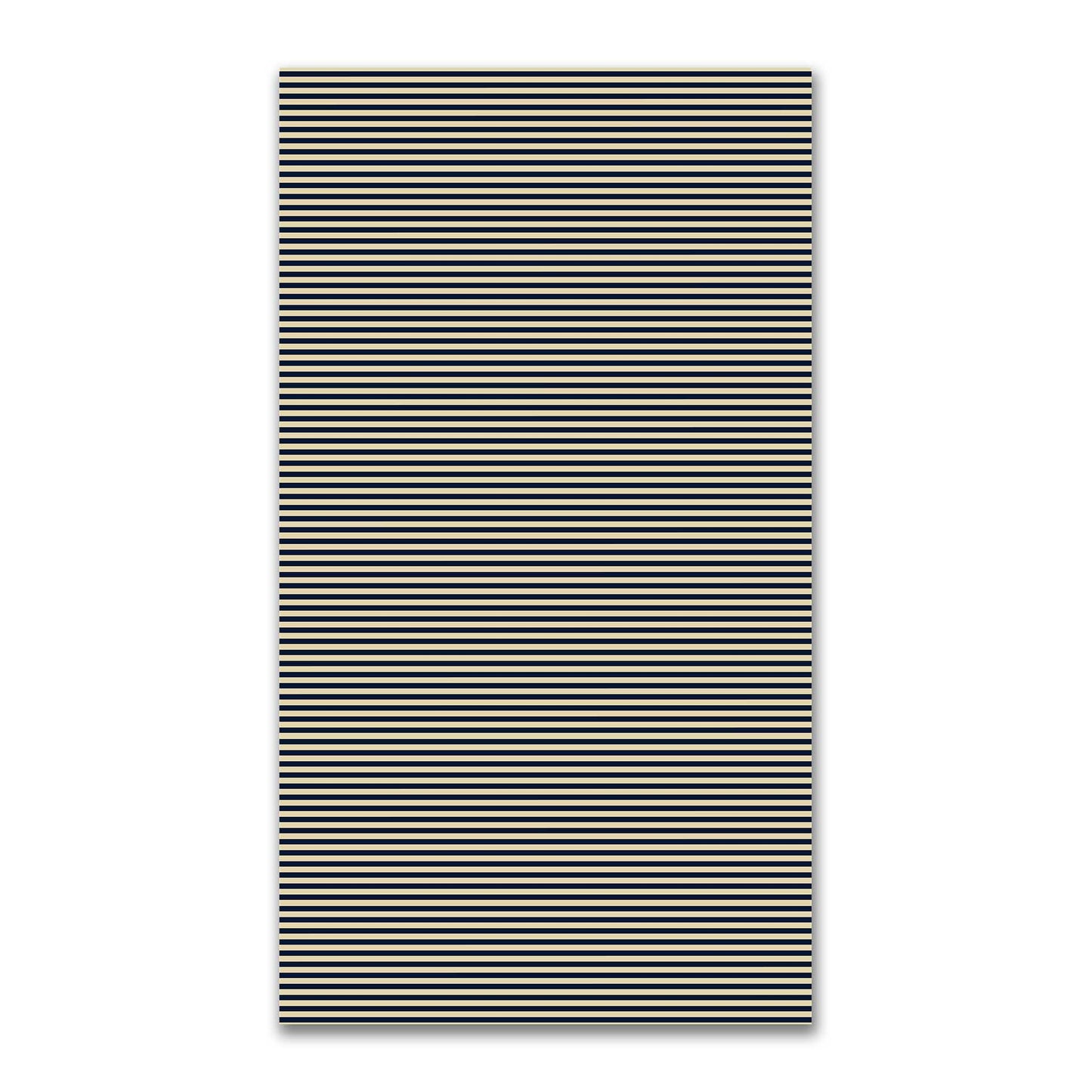 Spun Polyester Fabric with Thin Navy Blue Bars on Tan #FASP-1274-241