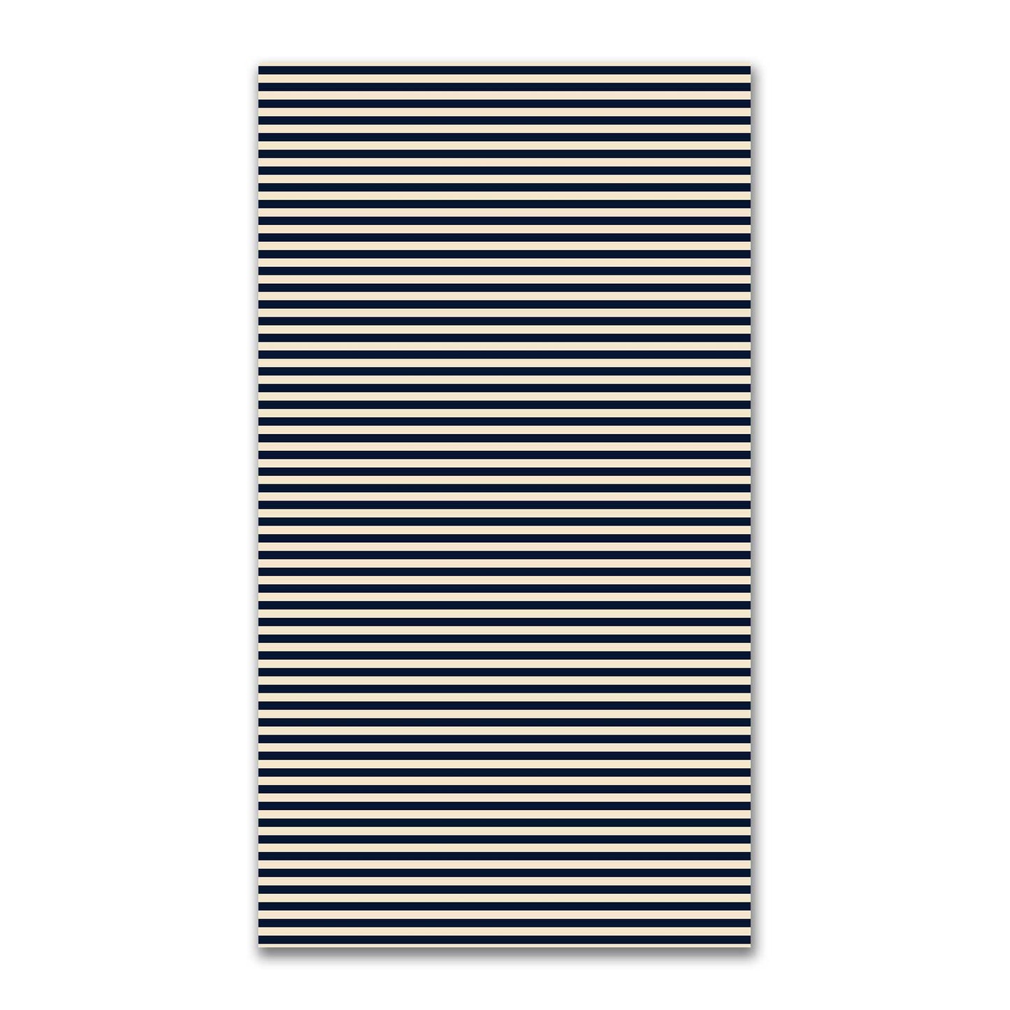 Spun Polyester Fabric with Navy Blue Bars on Beige #FASP-1275-051